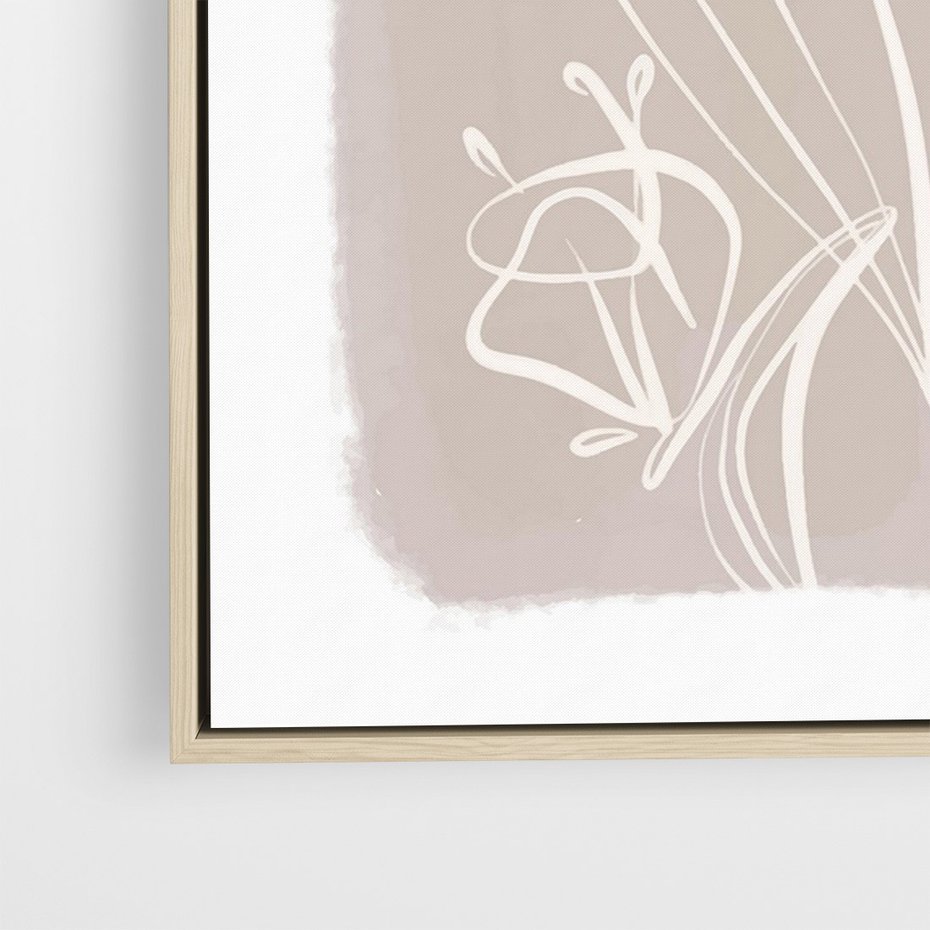 Obraz w ramie 70x100 - Pastelowe Nastroje - nowoczesny subtelny plakat, beżowy - rama drewno
