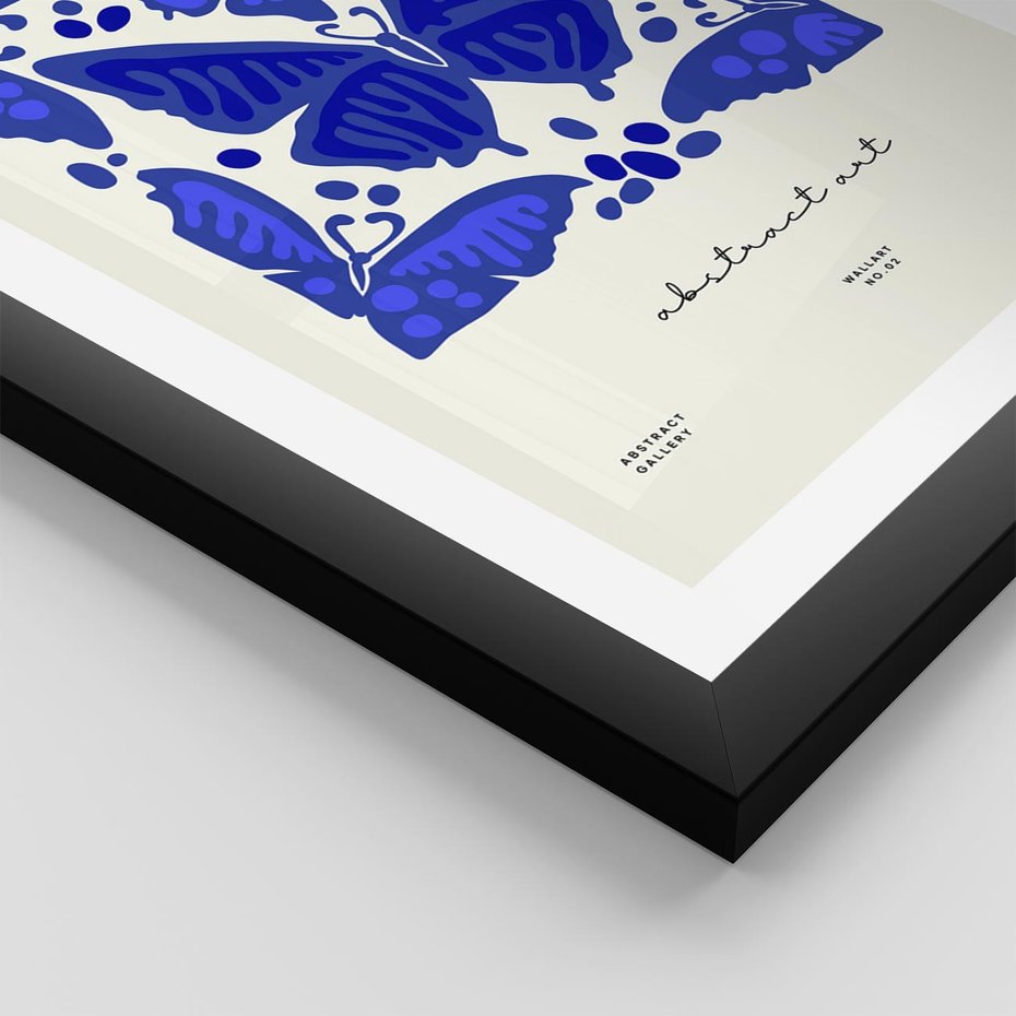 Plakat w ramie 40x50 - Wibracje Wnętrza - nowoczesny plakat, odcienie błękitu - rama czarna