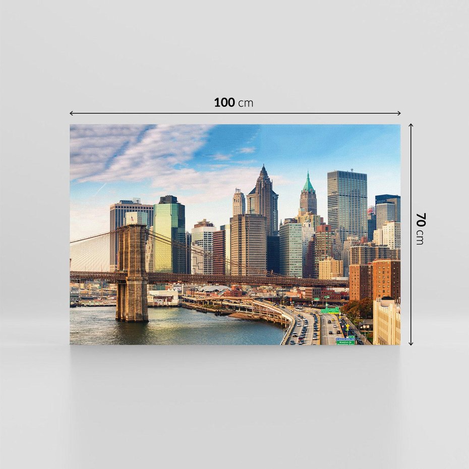 Obraz na płótnie 100x70 - Manhattan o zmroku - Nowy Jork, Manhattan