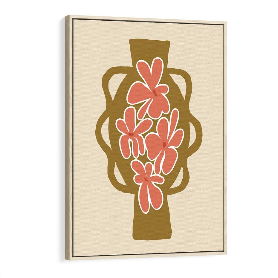 Obraz w ramie 70x100 - Rozbijające Formy - abstrakcyjny plakat, kwiaty na wazonie - rama drewno