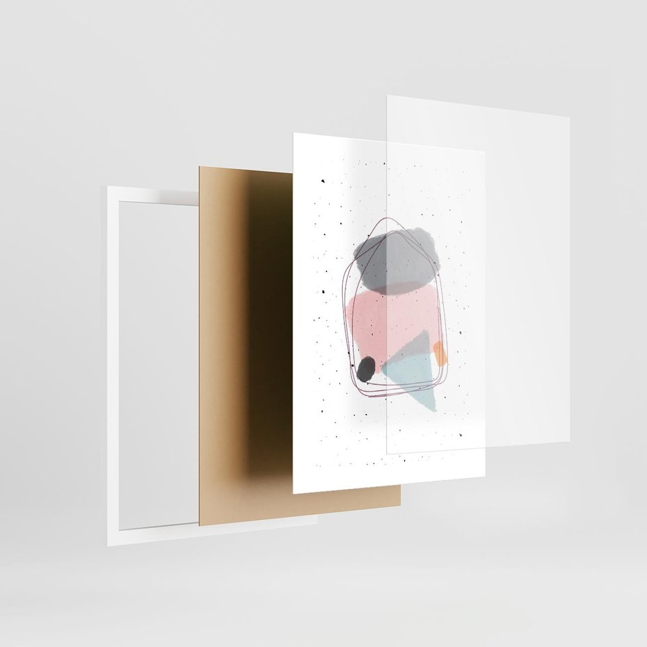 Plakat w ramie 30x40 - Migotliwa Opowieść - abstrakcyjna kompozycja, jak ręcznie malowana - rama biała