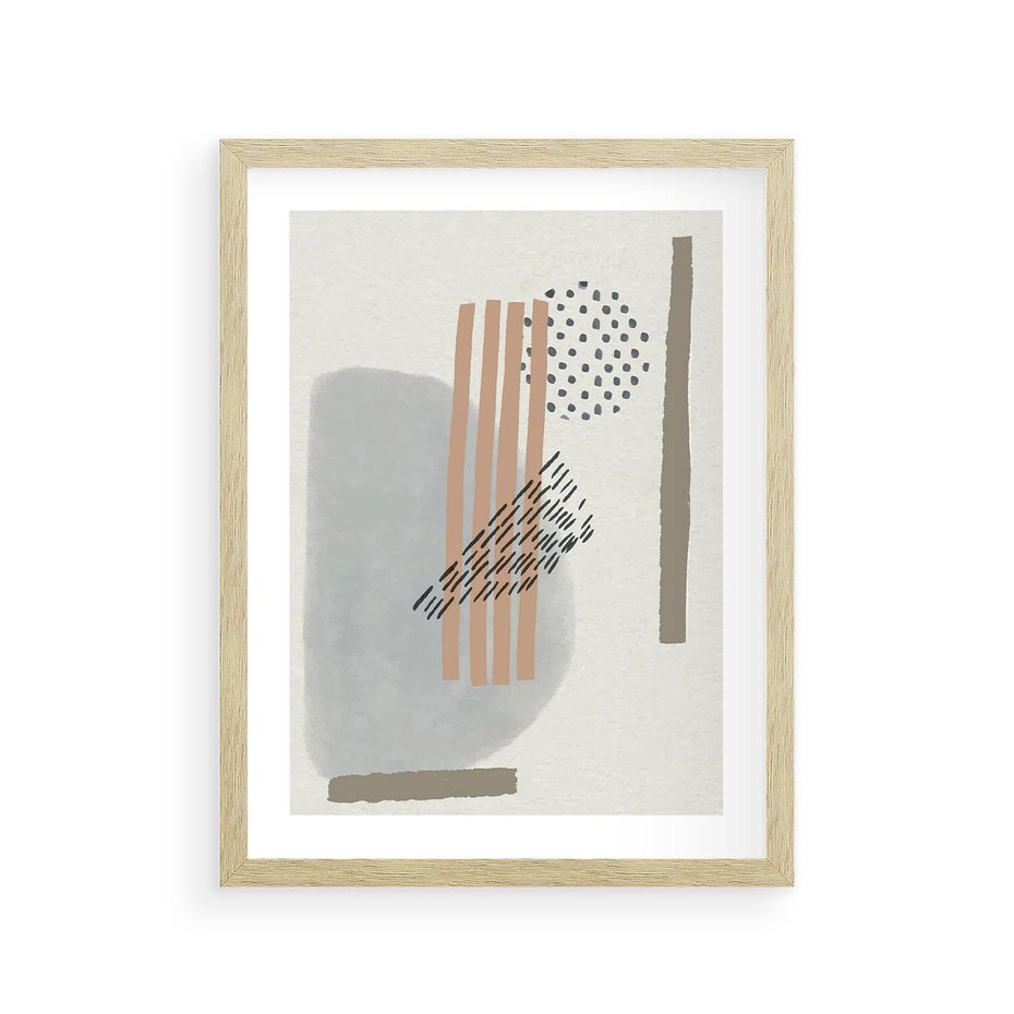 Plakat w ramie 30x40 - Nowoczesna Abstrakcja: Delikatne Beże - abstrakcja, nowoczesna sztuka - rama drewno