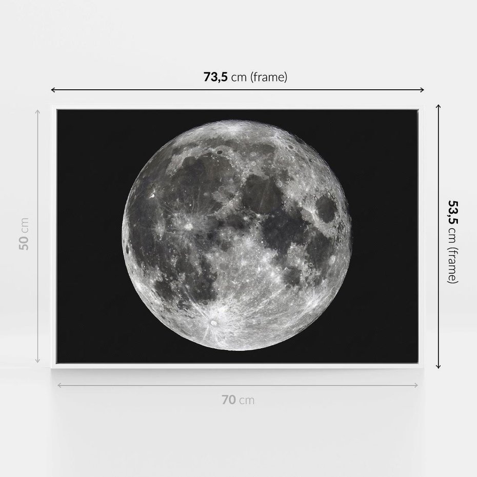Obraz w ramie 70x50 - Księżycowa Aura - zdjęcie, ogromny księżyc na czarnym tle - rama biała