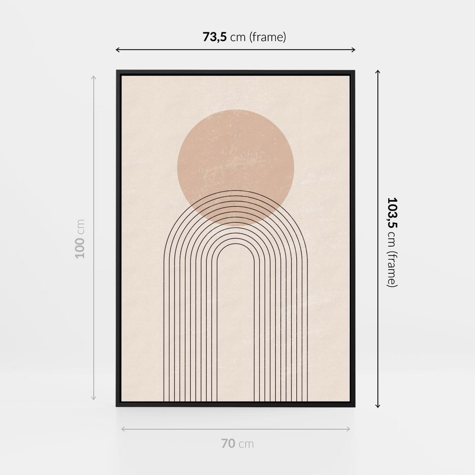 Obraz w ramie 70x100 - Konturem Zdefiniowane - boho plakat, minimalizm - rama czarna