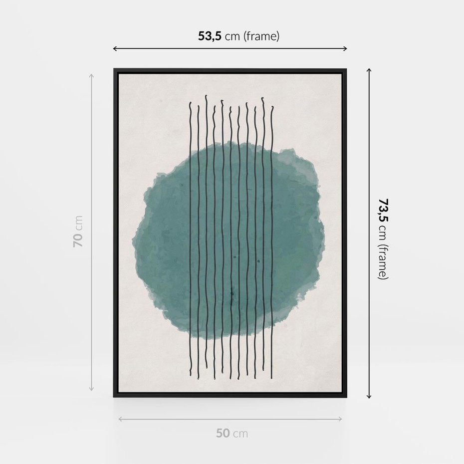 Obraz w ramie 50x70 - Podróżne Inspiracje - abstrakcyjna akwarelowa plama, nieregularne kreski - rama czarna