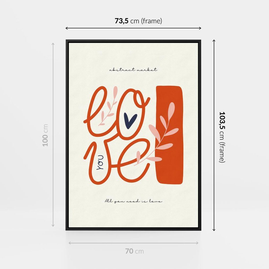Obraz w ramie 70x100 - Pastelowa Siła Miłości - miłość, love - rama czarna
