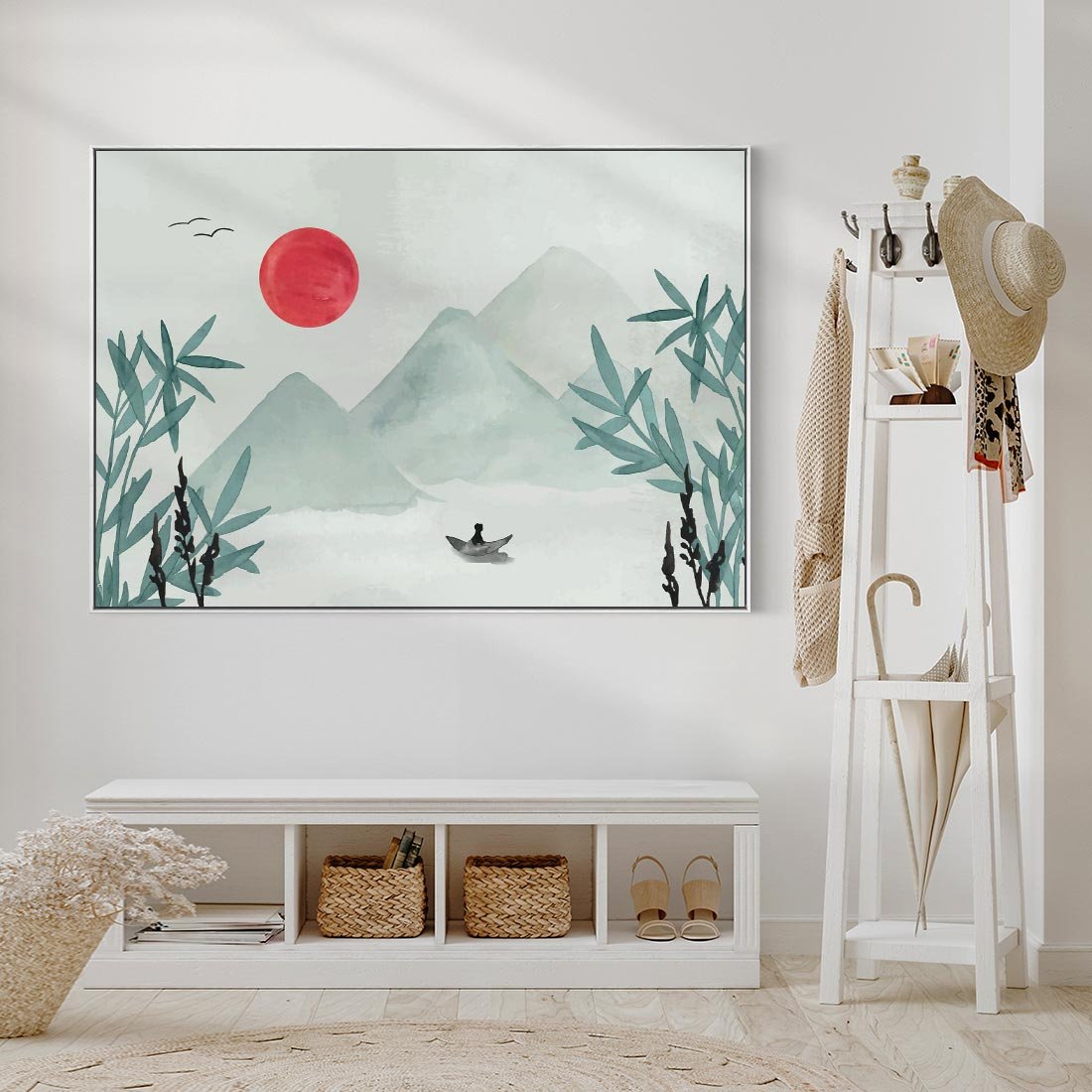Obraz w ramie 70x50 - Zaklęte Wzgórza - krajobraz, japonia - rama biała