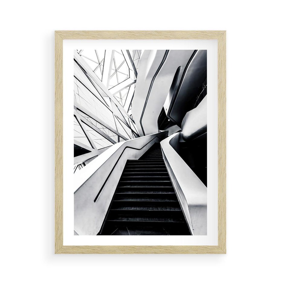 Plakat w ramie 50x70 - Współczesne Kształty - architektura, nowoczesne formy - rama drewno