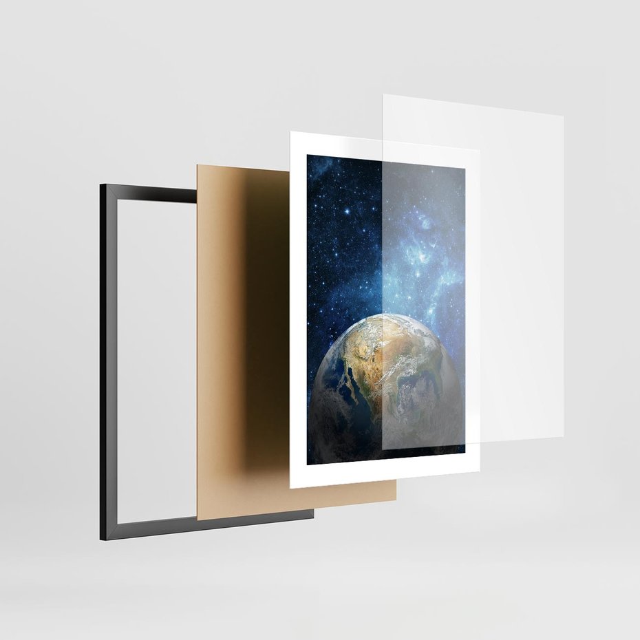 Plakat w ramie 30x40 - Kosmiczne Horyzonty - Ziemia, kosmos - rama czarna