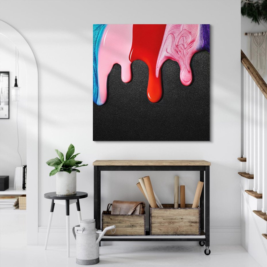 Obraz na płótnie 60x60 - Abstrakcja Kolorowych Farb - farba, abstrakcja