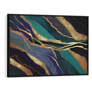 Obraz w ramie 70x50 - Sztorm malarskich emocji - marmur, abstrakcyjna grafika - rama czarna