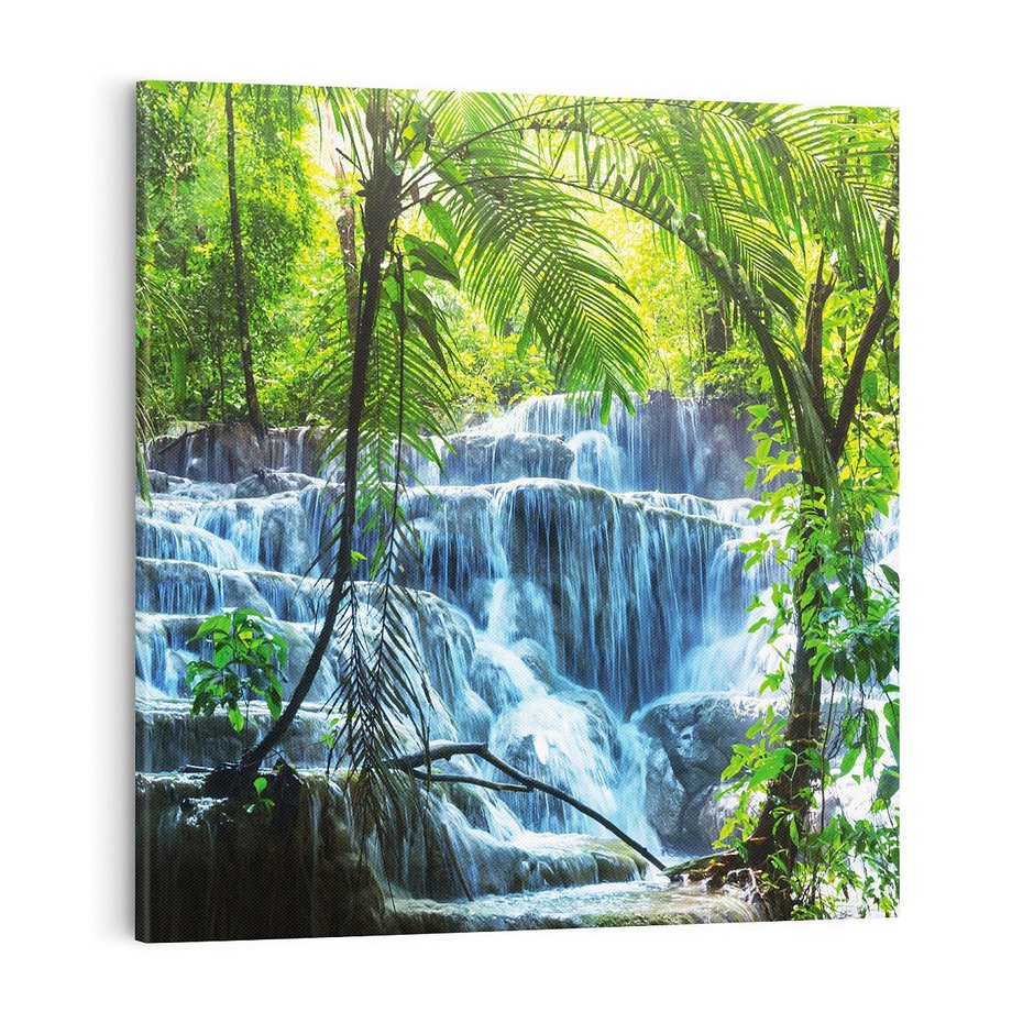 Obraz na płótnie 70x70 - Meksykański wodospad w lesie - wodospad, las