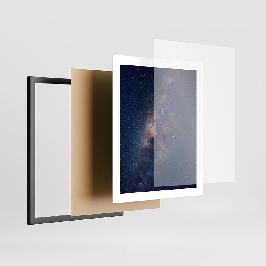Plakat w ramie 40x50 - Wśród Gwiazd - rozgwieżdzone niebo, droga mleczna - rama czarna