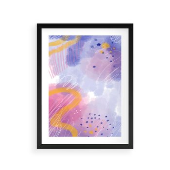 Plakat w ramie 50x70 - Migotliwe Wnętrza Kształtów - abstrakcyjny plakat, pastelowe kolory - rama czarna