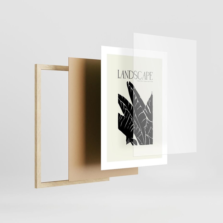 Plakat w ramie 30x40 - Rytmy roślinnego życia - nowoczesna sztuka, minimalistyczny styl - rama drewno