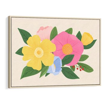 Obraz w ramie 70x50 - Kwiatowy Uśmiech - kwiaty, akwarela - rama drewno