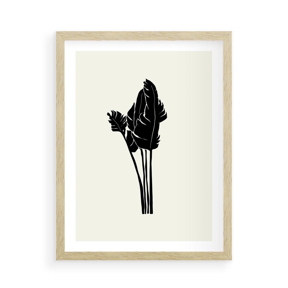 Plakat w ramie 50x70 - Elegancja Palm - nowoczesna sztuka, minimalistyczny styl - rama drewno
