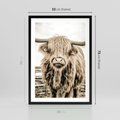 Plakat w ramie 50x70 - Klimat Wiejskiego Życia - amerykańska krowa, byk - rama czarna