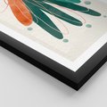 Plakat w ramie 40x50 - Energetyczna Harmonia Kwiatów - akwarelowe abstrakcyjne kształty, zieleń i pomarańcz - rama czarna