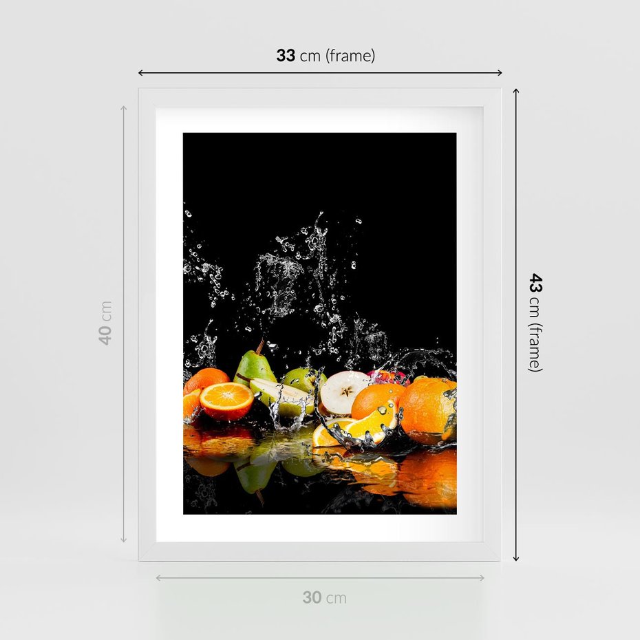 Plakat w ramie 30x40 - Owoce w Restauracji - owoce, kuchnia - rama biała