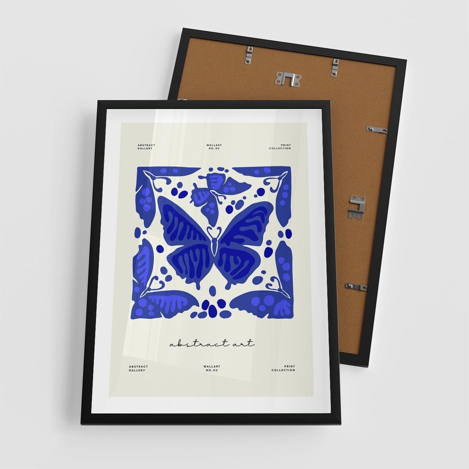 Plakat w ramie 50x70 - Wibracje Wnętrza - nowoczesny plakat, odcienie błękitu - rama czarna