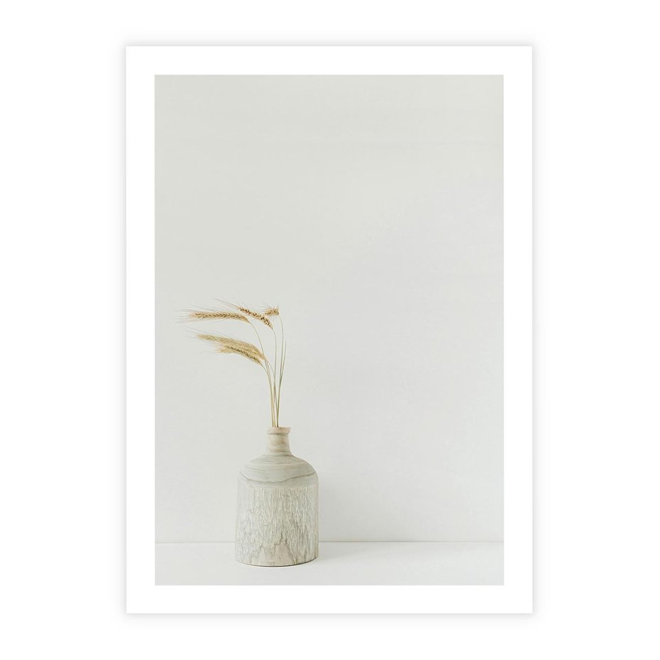 Plakat bez ramy 30x40 - Sztuka Prostoty - minimalistyczny wazon, źdźbła traw