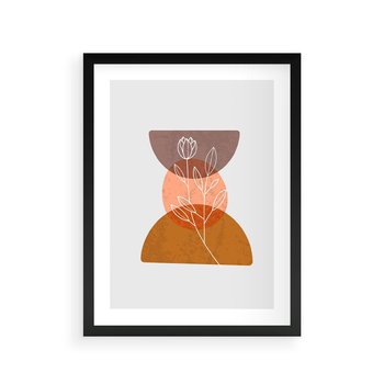 Plakat w ramie 40x50 - Kwiatowa Akwarela - akwarelowe kształty, brąz - rama czarna