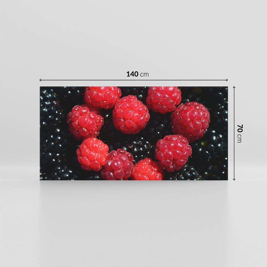 Obraz na płótnie 140x70 - Maliny Soczysta Eksplozja - maliny, owoce