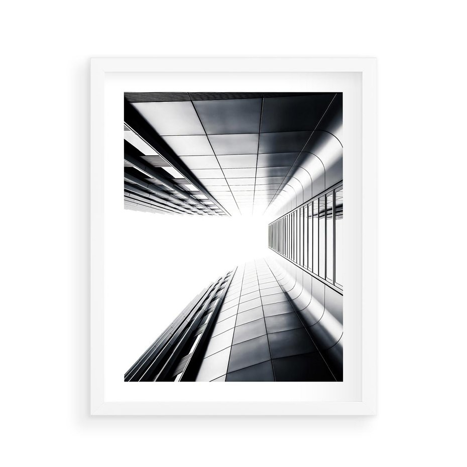 Plakat w ramie 40x50 - Architektura o Prostych Formach - architektura, proste formy - rama biała