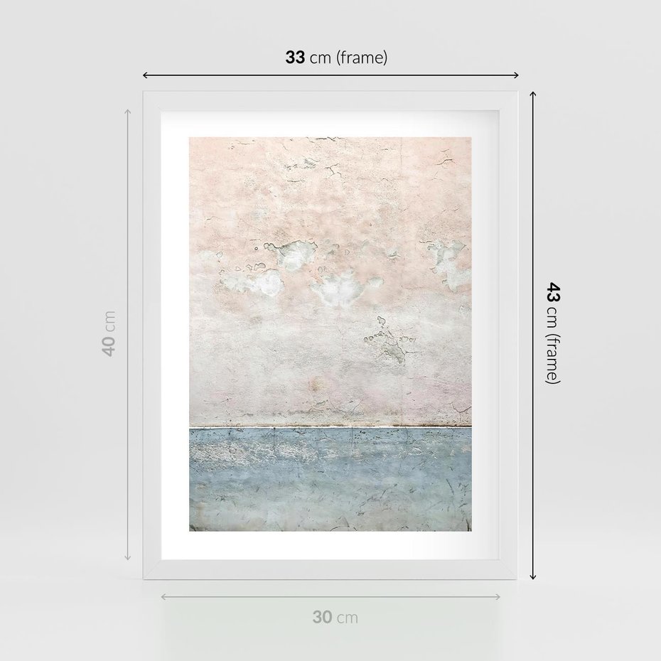 Plakat w ramie 30x40 - Obraz Starej Ściany z Delikatnymi Odcieniami - ściana, stara ściana - rama biała