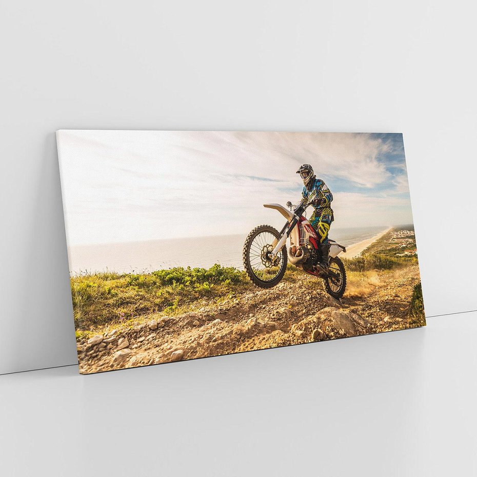 Obraz na płótnie 120x60 - Ekscytująca Akcja - motocykl, cross