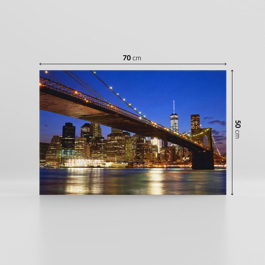 Obraz na płótnie 70x50 - Nowojorski most w świetle nocy - most, Nowy Jork