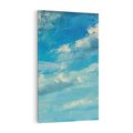 Obraz na płótnie 80x120 - Oddechy niebiańskiej materii - olejny obraz, smugi farby przypominają obłoki na błękitnym niebie