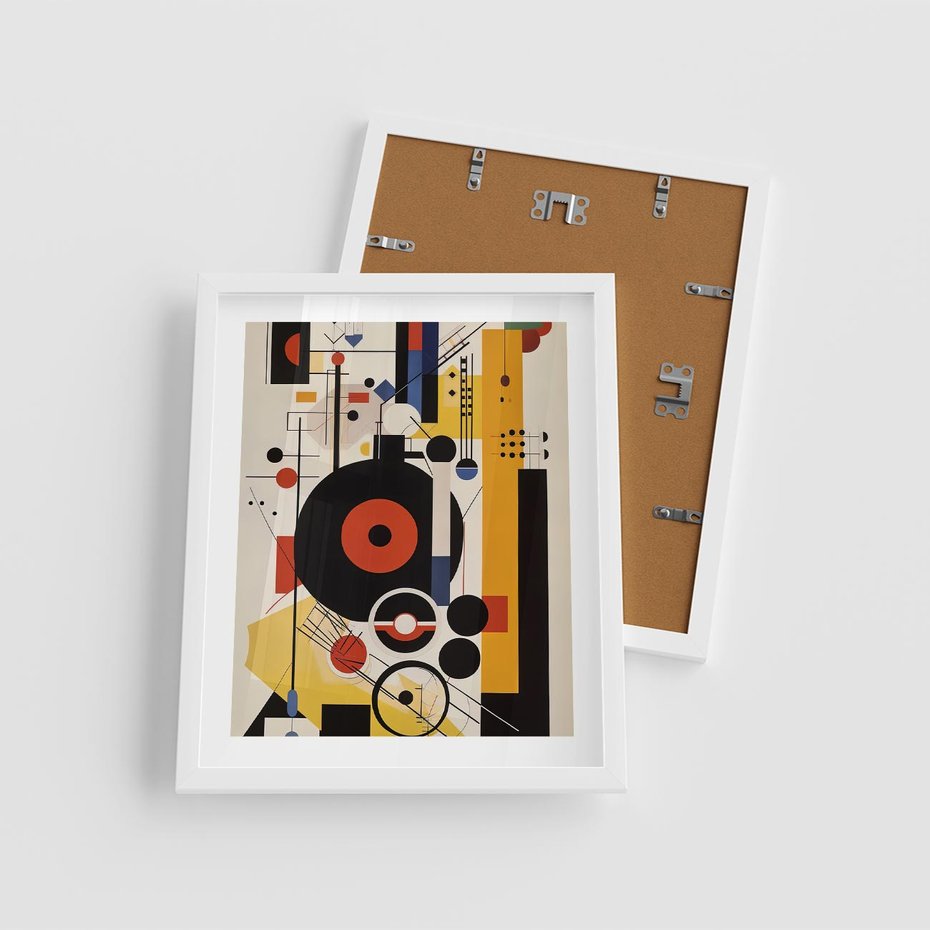 Plakat w ramie 40x50 - Wnętrza Refleksyjnego Światła - modernistyczny obraz, styl bauhaus - rama biała