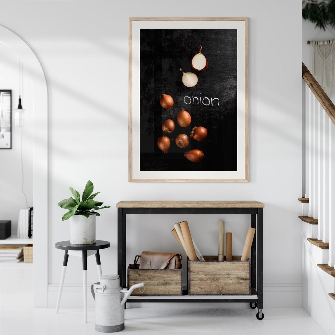 Plakat w ramie 50x70 - Aromatyczne Inspiracje - cebula, kuchnia - rama drewno