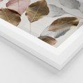 Plakat w ramie 40x50 - Pastelowe Liście z Nutką Złota - liście, pastelowe kolory - rama biała