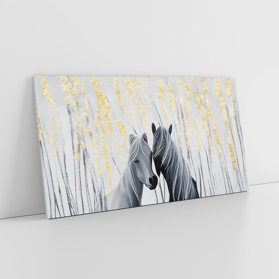 Obraz na płótnie 140x70 - Boho Marzenie - nowoczesna grafika, białe konie