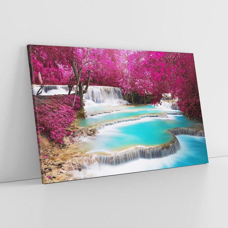 Obraz na płótnie 120x80 - Siła Natury - wodospad, Tajlandia