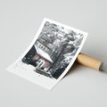 Plakat bez ramy 30x40 - Zimowy Urok Drewnianego Domku - zima, drewniany domek