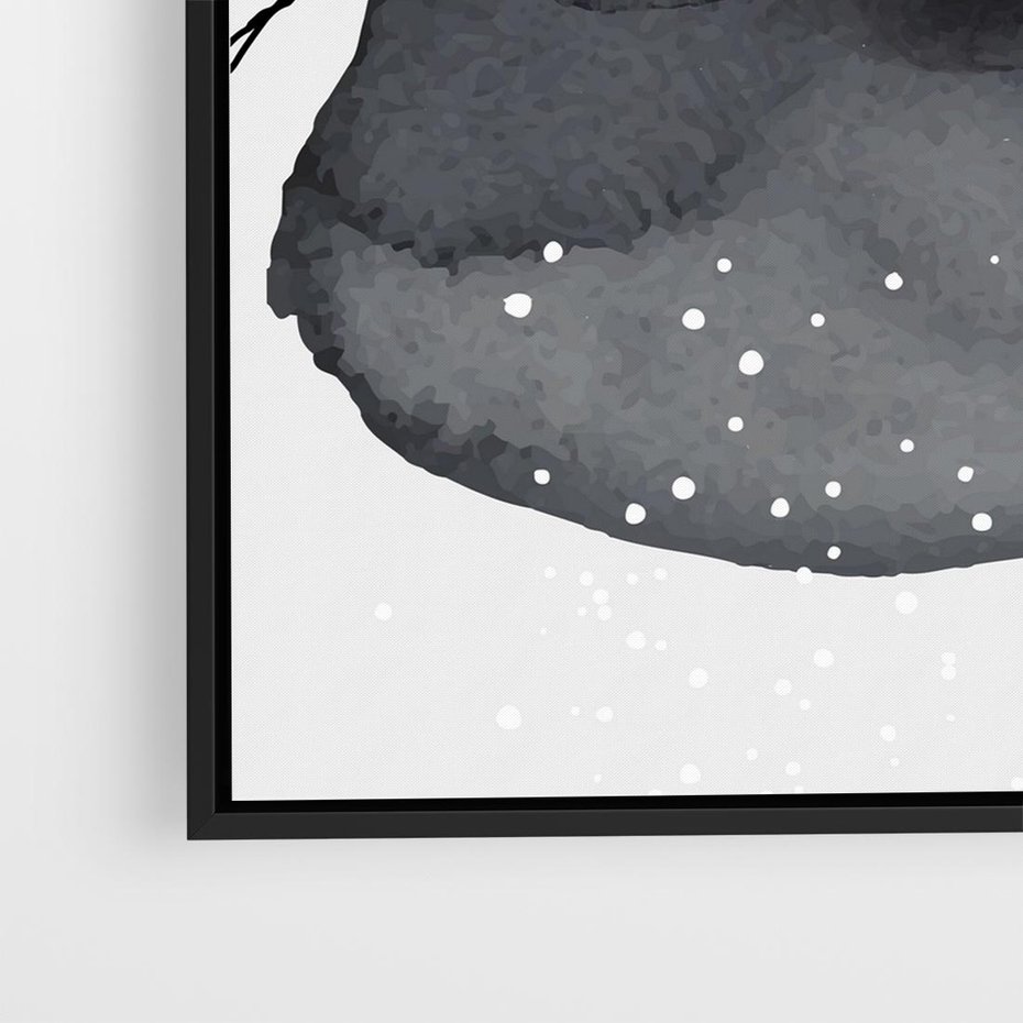 Obraz w ramie 50x50 - Impresje Harmonii - abstrakcyjne plamy akwarelowe, czarny szkic - rama czarna