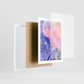 Plakat w ramie 30x40 - Migocące Granice Kształtów - abstrakcyjny plakat, pastelowe kolory - rama biała