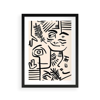 Plakat w ramie 40x50 - Ekspresyjne Odbicia Współczesności - abstrakcyjna grafika, minimalizm - rama czarna