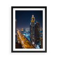 Plakat w ramie 50x70 - Nocna magia - miasto, noc - rama czarna