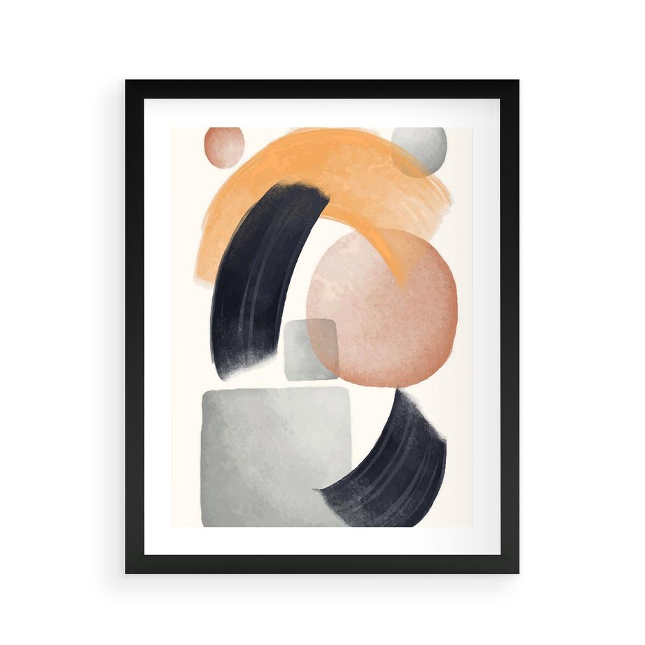 Plakat w ramie 40x50 - Graficzna Kreatywność - abstrakcyjna grafika, plamy - rama czarna