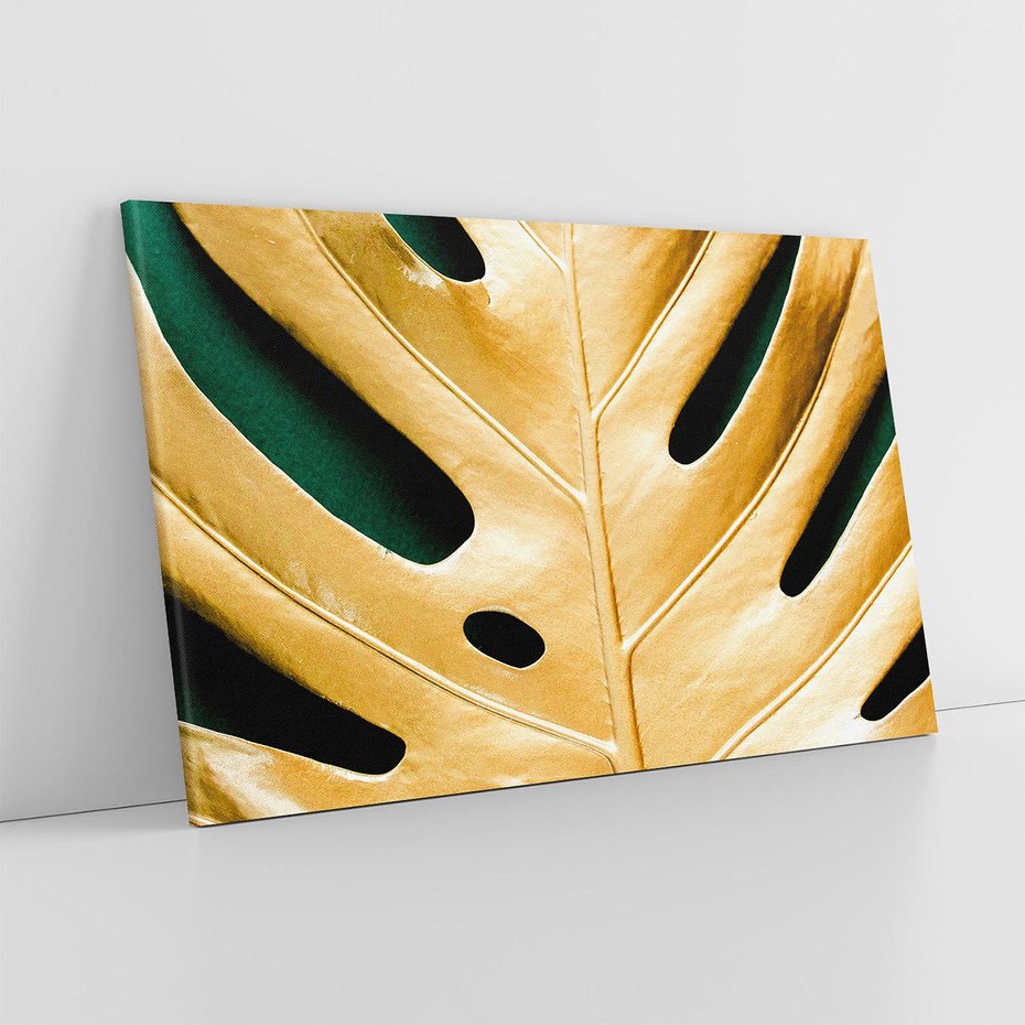 Obraz na płótnie 100x70 - Piękno i Styl - złote, liście