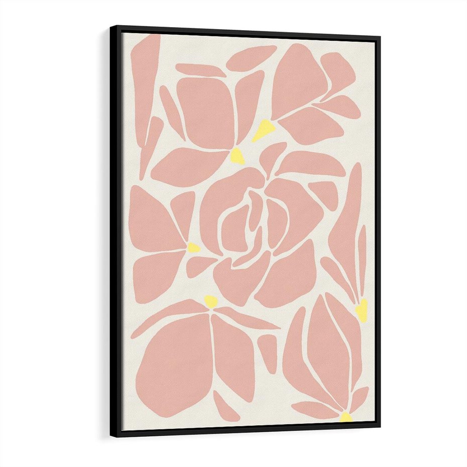 Obraz w ramie 70x100 - Rozplątane Akwarelowe Formy - abstrakcyjne boho kwiaty, kompozycja - rama czarna