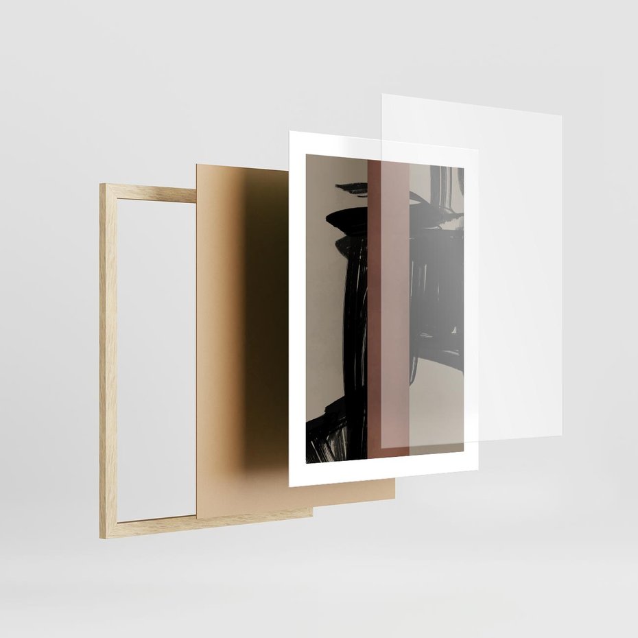 Plakat w ramie 30x40 - Niezwykłe Przeobrażenia - abstrakcja, czarne splatane linie - rama drewno