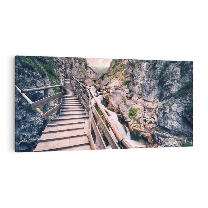 Obraz na płótnie 100x50 - Schody w skałach - Góry - schody, skały