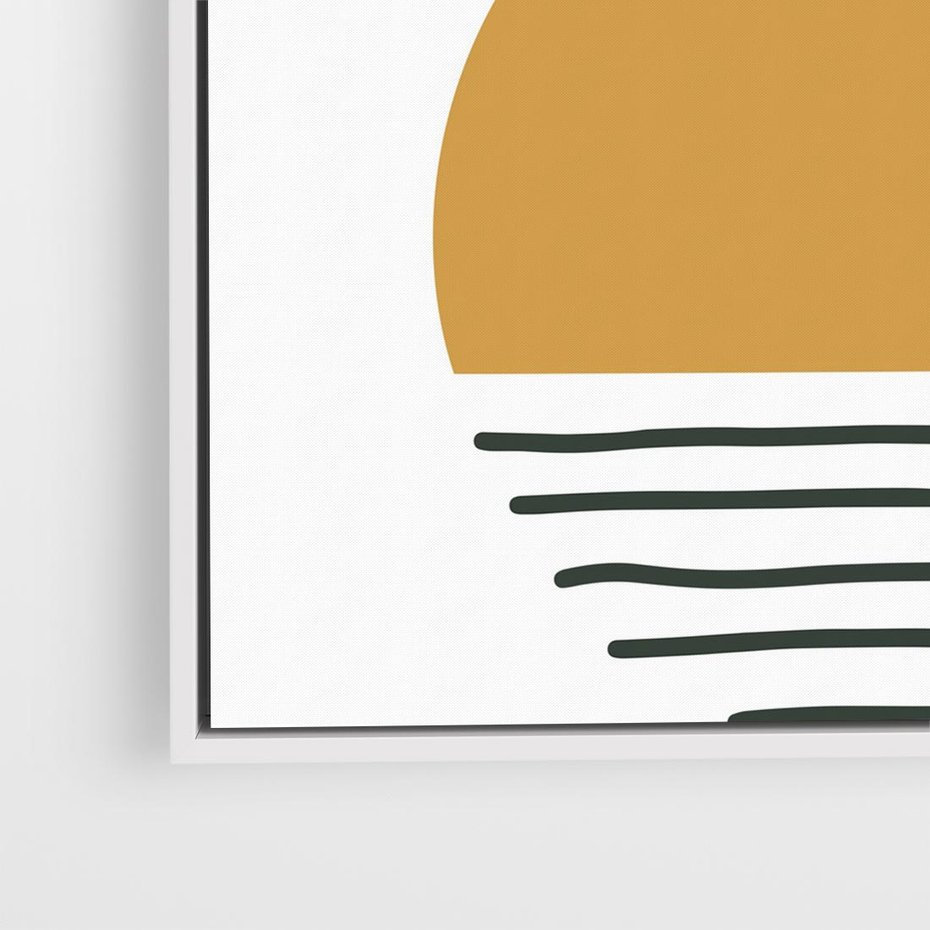 Obraz w ramie 80x80 - Kolory Przyszłości - kompozycja kół i kresek, ciepłe kolory - rama biała