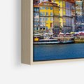 Obraz w ramie 50x50 - Kolorowa Przystań - nadmorskie miasto, kolorowe budynki - rama drewno